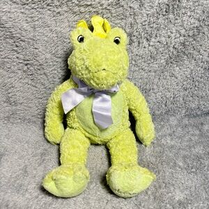 Wendy Bellissimo Green Frog Plush Stuffed Animal 16” Soft Cuddle Toy Satin Bow
